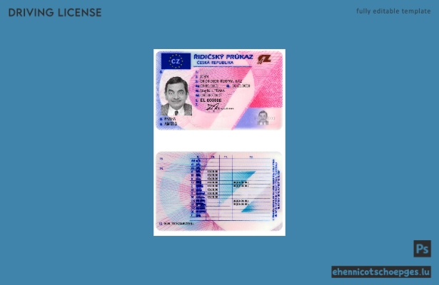 Vorschau eines Beispiels für einen tschechischen Führerschein